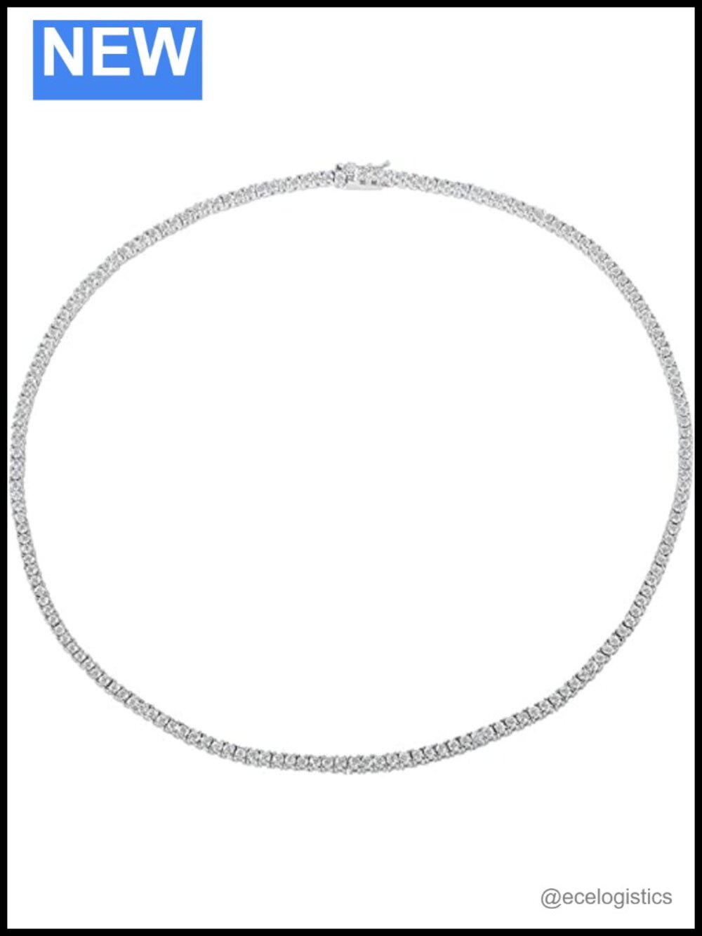 Tennis Necklace Choker Cubic Zirconia 2mm Silver Finish Unisex Adjustable 14-22"